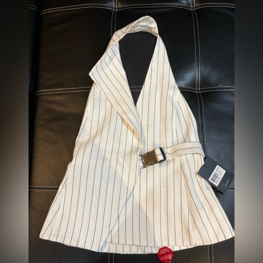 Nicholas Dakotah size 2 halter asymmetrical  ivory with  black stripes Vest NEW